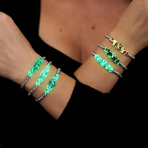 Obsidian | Silver | Firefly Glass Cascade Bracelet